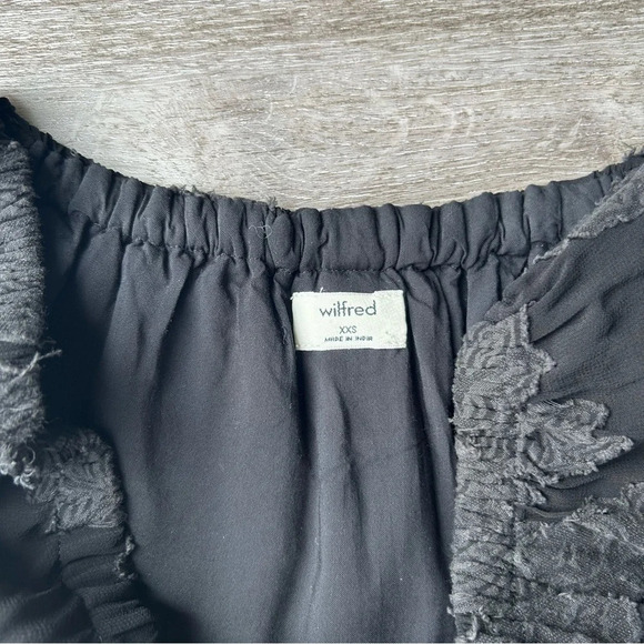 Aritzia Wilfred Mini Dress Floral Applique Off The Shoulders Lace  in Black - Picture 10 of 14